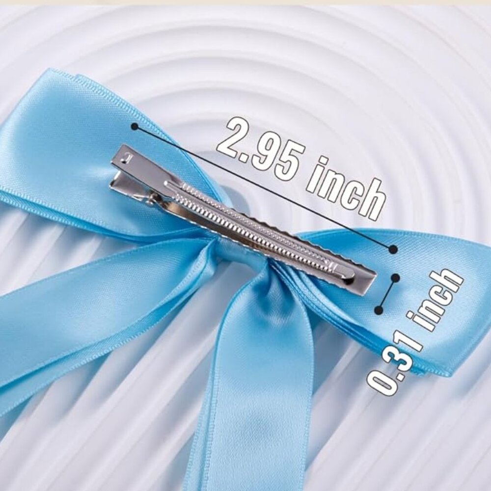 Baby Blue Double Bow Knot Alligator Hair Clip - Picture 2 of 3